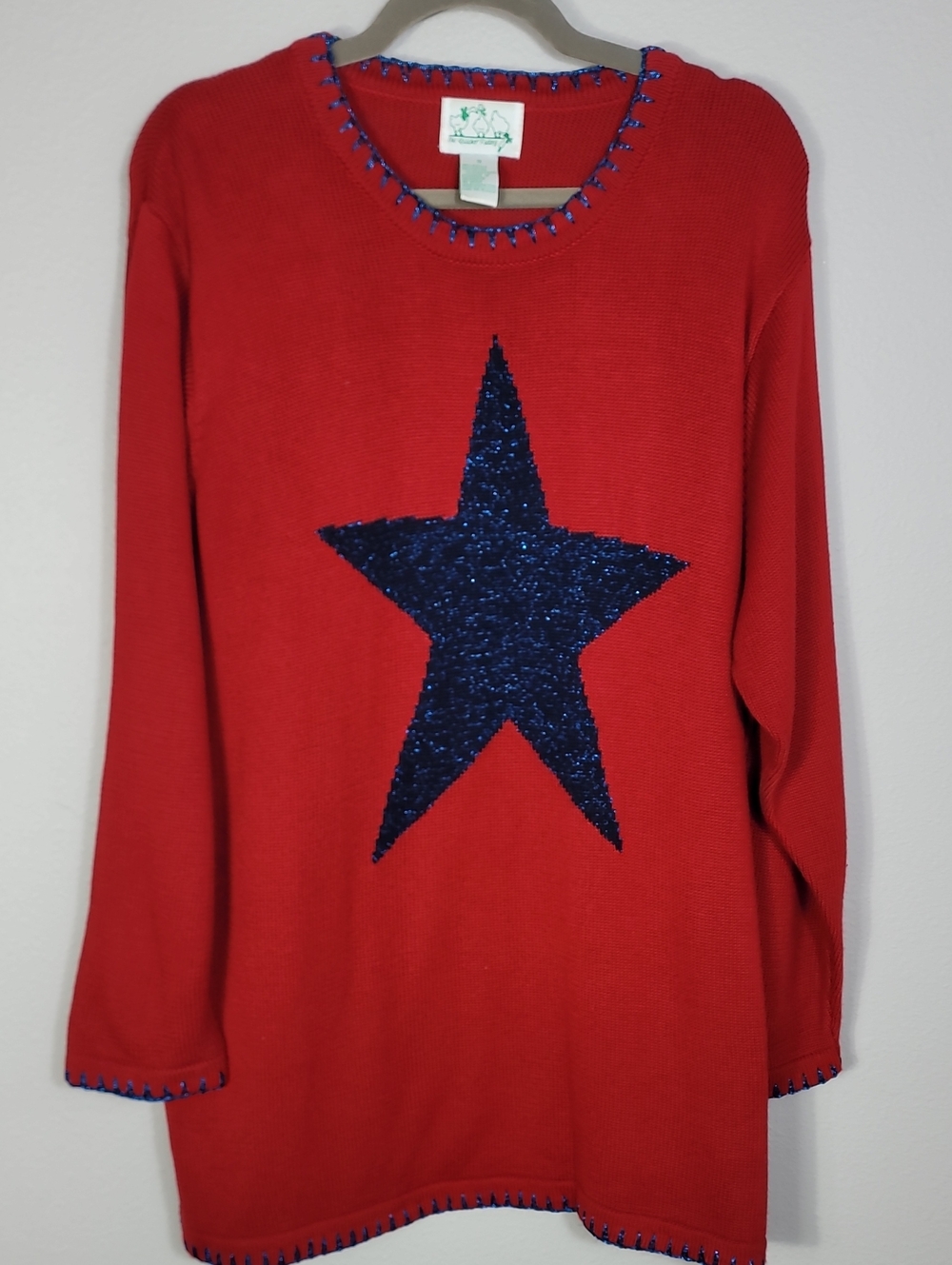 The Quacker Factory Chunky Knit Star Sweater Size 1X